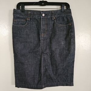 Vintage Express Precision Fit Mid Length Denim Pencil Skirt - Dark Wash - Size 4